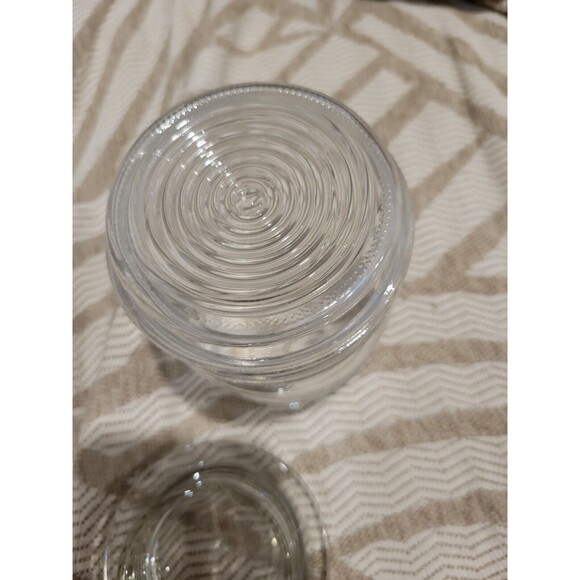 Vintage Glass Jelly Jar Shaped Clear Ribbed Outdoor Porch Globe with Lid - Picture 6 of 6